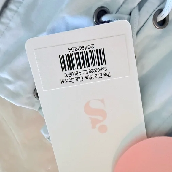 Selkie White / blue Corset Top with Lace-Up Detail - Picture 2 of 4